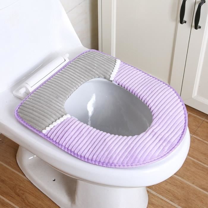 Abattant Wc,1PC hiver épais doux siège de toilette couvre tapis lavable  tapis de toilette couverture WC Closestool Type Purple