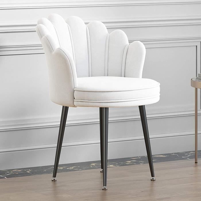 Chaise pour Coiffeuse Fille, Tabouret De Coiffeuse Velours, avec 4 Pieds en Métal, Dossier en Forme De Pétale, chaises de Salle à Manger rembourrées pour Salon