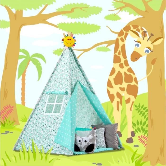 Tipi Tente Pour Bebe Enfant Interieur Jardin Plage Matelas Et 2 Coussins Compris Teepee Parc Bebe En 100 Coton Menthe Cdiscount Jeux Jouets