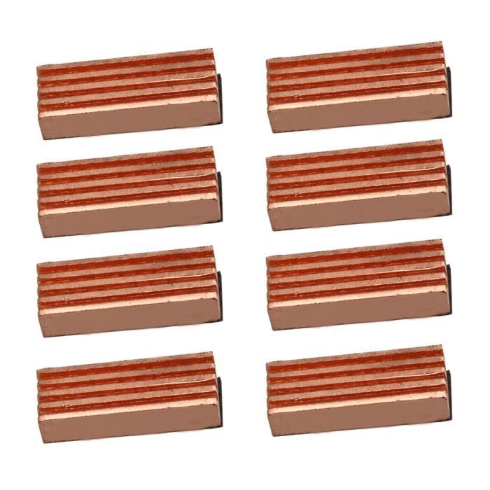 20 Dissipateurs Thermiques Cuivre 15x15mm - Plaque Refroidissement Pour CPU/GPU/RAM - Épaisseur 1,8mm