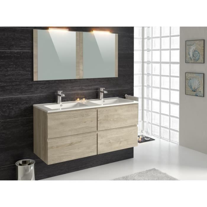 Fidji Meuble De Salle De Bain Decor Chene L 120 Cm Cdiscount Maison