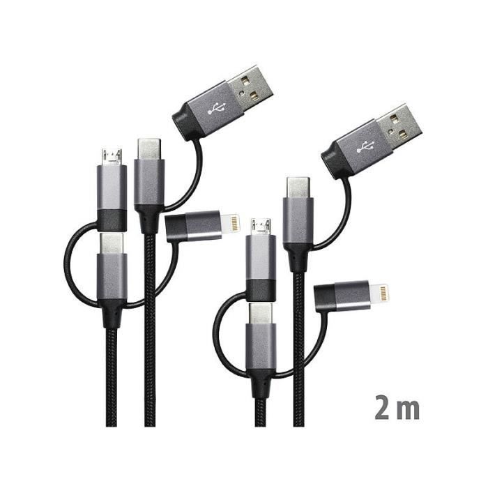 Câble USB-C vers USB-C, USB-A, Micro-USB et Lightning - Cdiscount