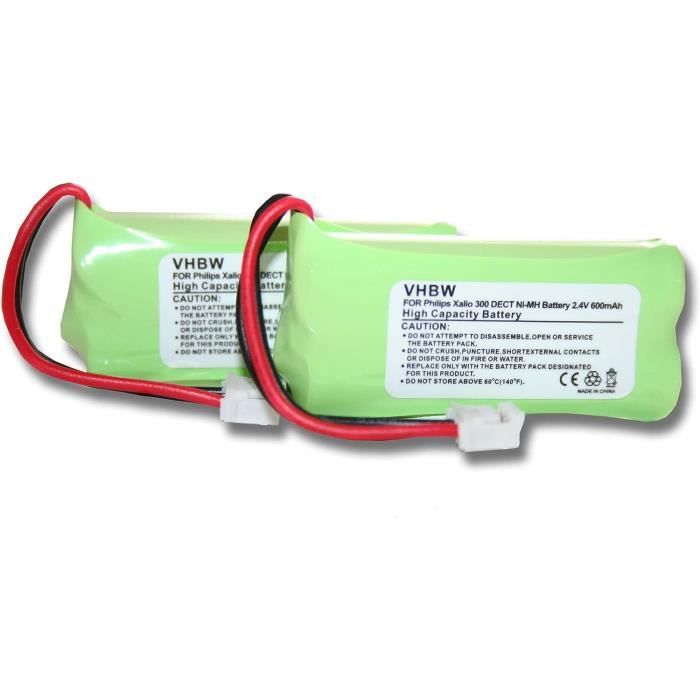 Nimh Batterie 600Mah (2.4V) Combiné Téléphonique,Téléphone Fixe Philips Dect 215 Trio,Tu3315
