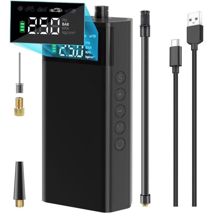 Pompe à Air Électrique Portative Pour Vélos – 7.4V, Arrêt Auto (3-150 PSI), écran LCD, Rechargeable USB-C, Power Bank