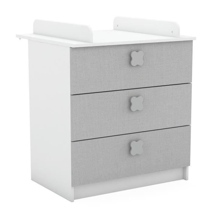 Clover Commode A Langer 3 Tiroirs Blanc Mat Lin Tisse Achat