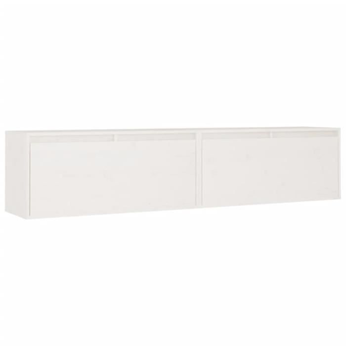 2 Armoires Murales En Pin Massif 80x30x35 Cm - Rangement Salle De Bain Ou Meuble TV Design
