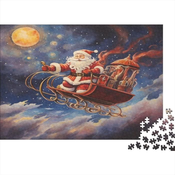 Puzzle en bois avec Prénom et motif Père Noël main image 1