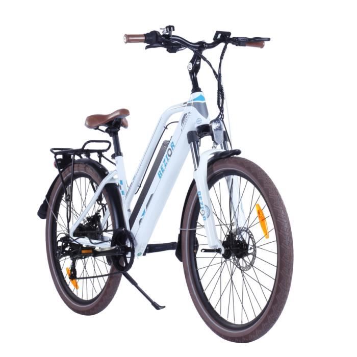 Vélo Electrique - FAI TOP - Bezior M2pro - Moteur 500W - Vitesse Maxi 25 km-h - Batterie-48V 12.5AH - Blanc