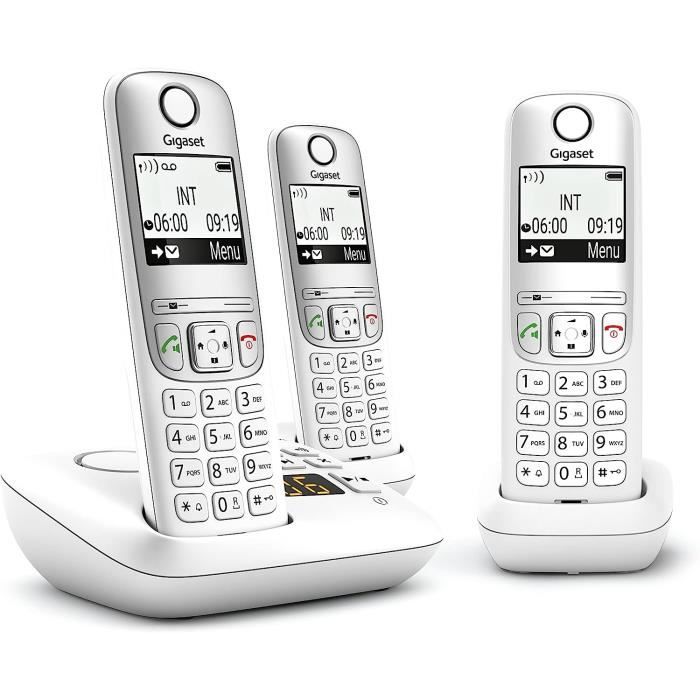 Téléphone fixe sans fil Gigaset A695A Trio avec répondeur et blocage  d'appels - Blanc