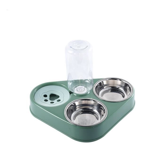 Comparer les prix de Double Gamelle Chat et Chien Surélevée,Ecuelle Chat,Bol pour Animaux de Compagnie 3-en-1 avec Stockage d'eau Automatique (vert)