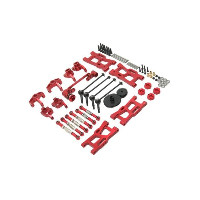 Pièces De Mise à Niveau Pour RC 1/14 144001 – Bras De Direction, Moyeux, Tirants, En Métal Rouge – Kit Complet Pour Voiture Télécommandée