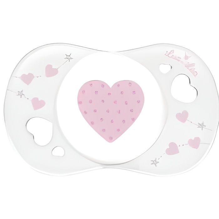 Luc et Léa Sucette Silicone Symétrique Coeur Rose 0-2m