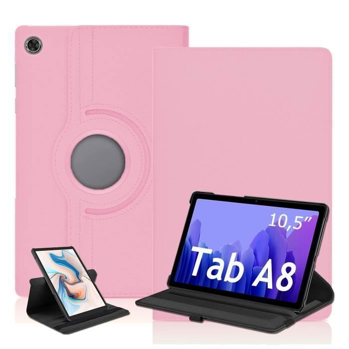 Etui Samsung Galaxy Tab A8 2021 10,5 pouces Or Rose - Etui Tablette Rotatif  avec Support