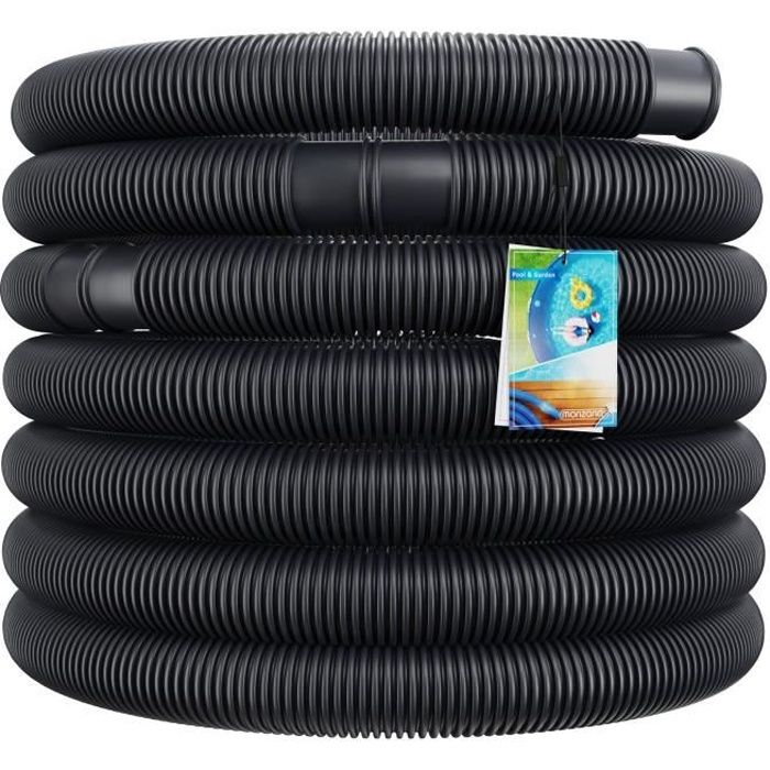 Tuyau de piscine flexible Ø38mm noir MONZANA - 14m - résistant aux UV et à l'eau chlorée