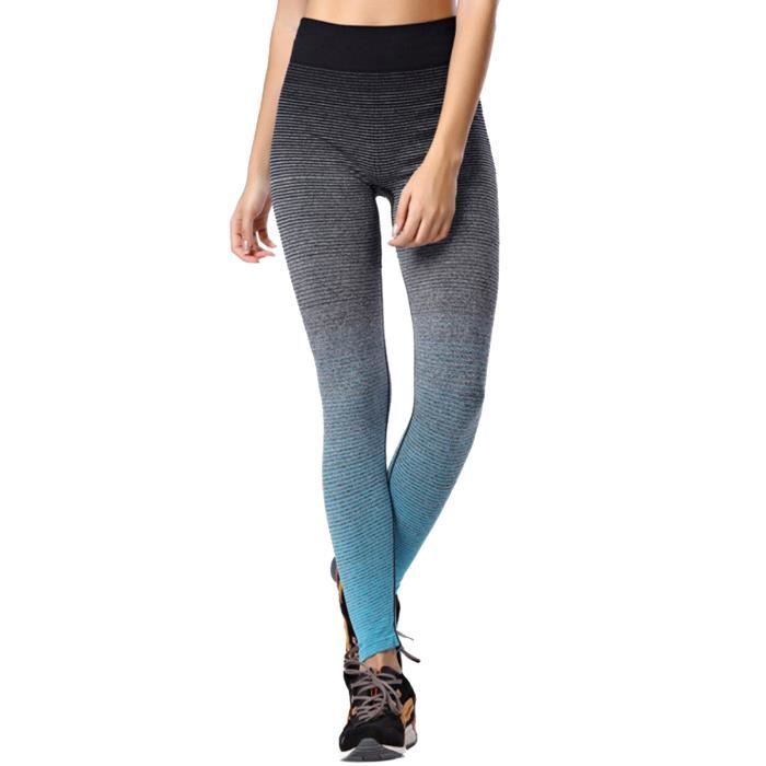 Yoga Pantalon Rayés Femme Leggings Sport élastique Skinny Pantalon de