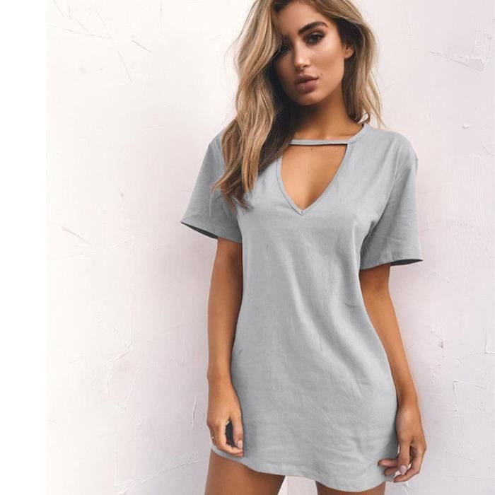 T shirt col best sale v profond femme