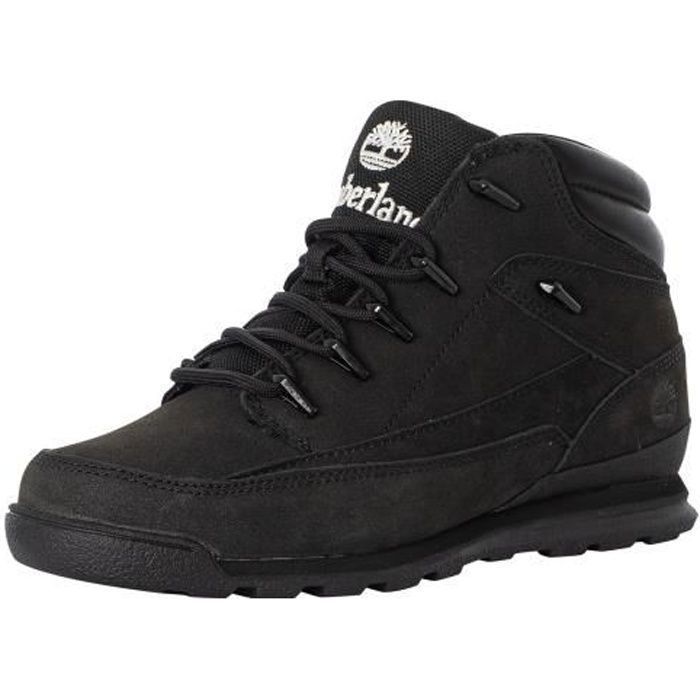 Bottes en cuir Euro Rock Mid Hiker - Homme - Timberland - Noir - Imperméable - Matériau recyclé