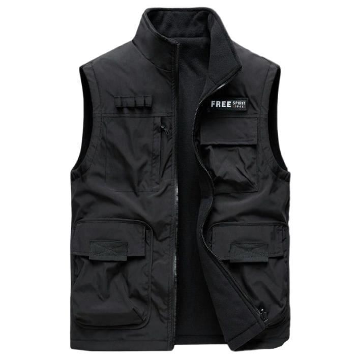 Gilet sans manche clearance homme multipoches cuir