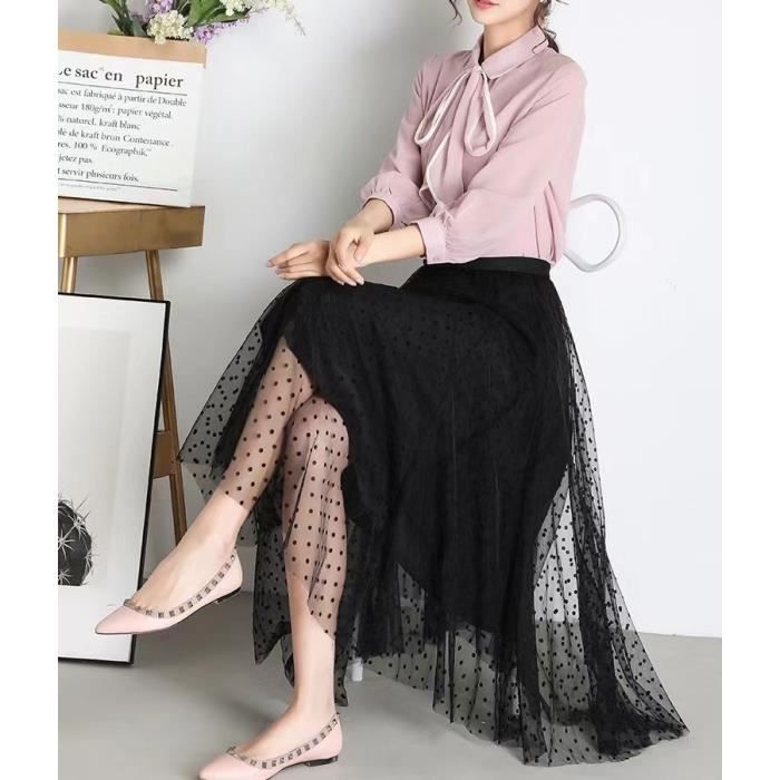 Jupe Polyester Femme Jupe Tulle Mi-longue 80cm - Taille élastique - Pour Daily, Soirée Ou Mariage - Zffriction Jupe Fête Mariage