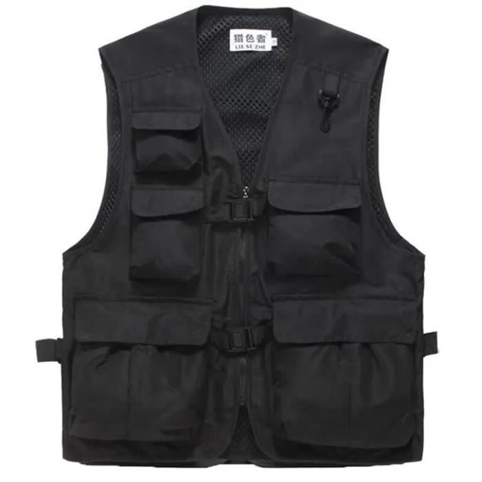 Gilet de pêche multi-poches pour photographie en plein air, gilet de loisirs pratique avec 8 poches (couleur : B-2XL