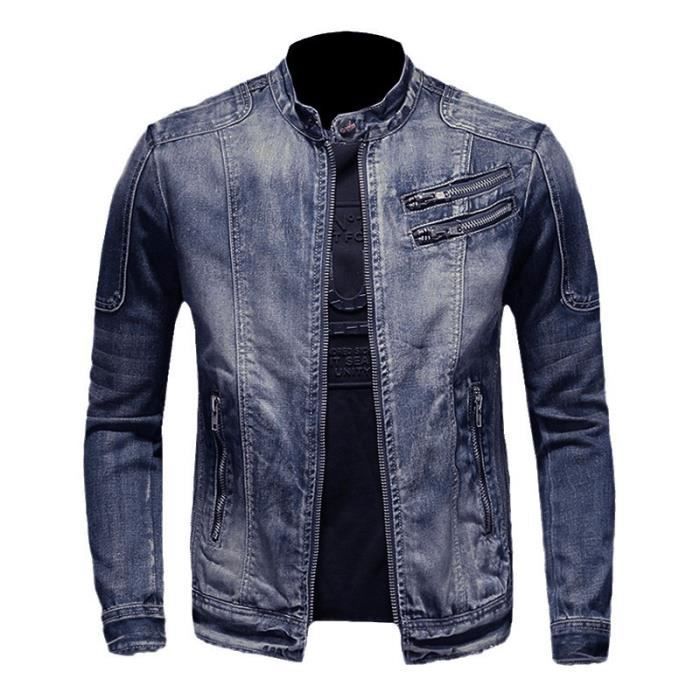 Veste Homme,Veste en Jean Slim Fit de Style Vintage Délavé,Veste
