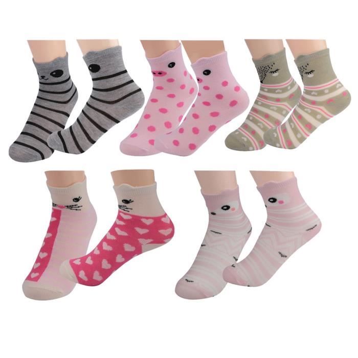 QUYPHPYS Lot de 5 paires de chaussettes sans couture à rayures arc-en-ciel pour filles 