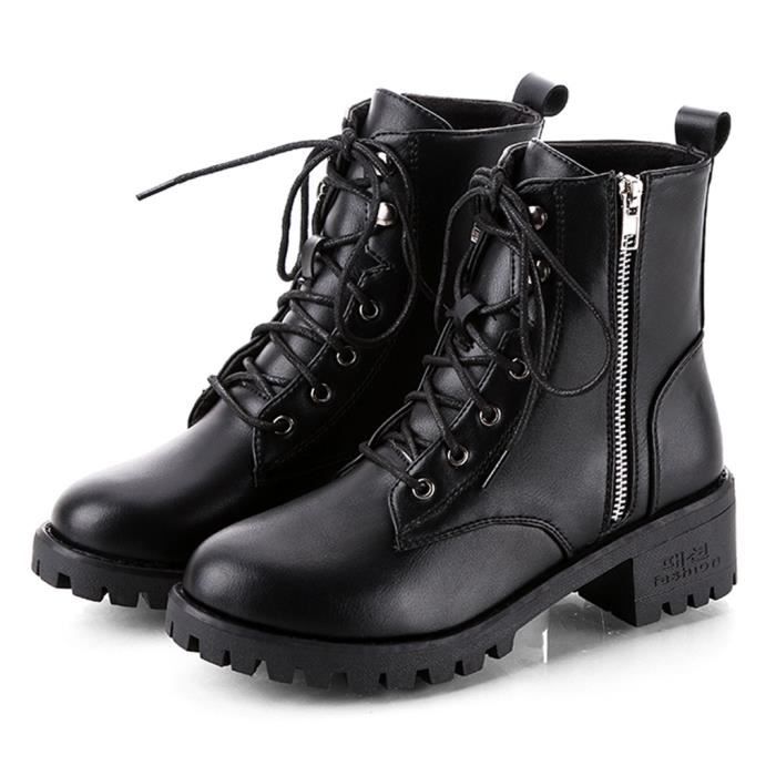 Bottes de dames pour femmes en cuir vintage la cheville court