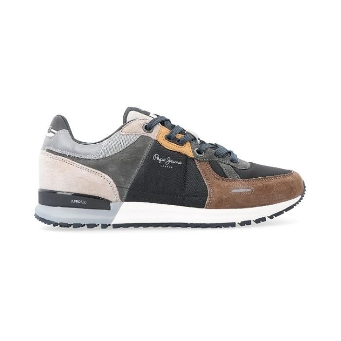 Baskets Pepe Jeans TINKER PRO Homme Bleu Cuir Lacets Plat Bleu Cdiscount Chaussures