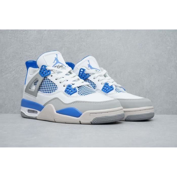 Basket Retro High Jordan 4 Chaussures de Running Femme Homme Blanc Gris  Bleu Blanc Gris Bleu - Cdiscount Chaussures