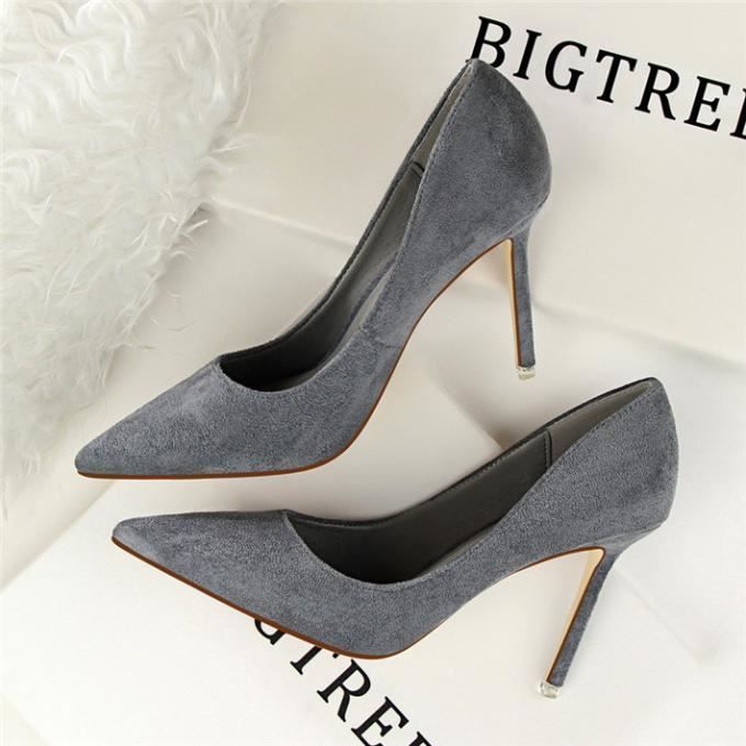 Escarpin Femme Gris KJEHOME Talon Aiguille 9CM Synth tique