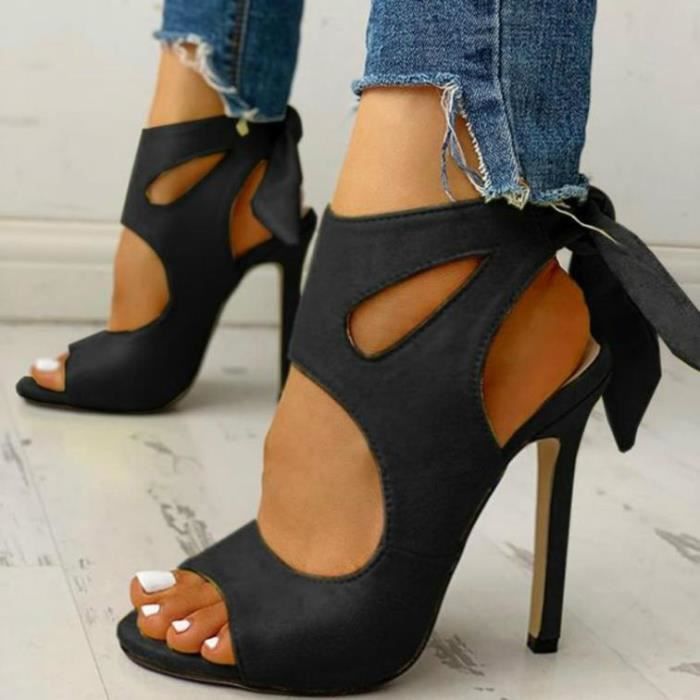 Escarpin Femme Talons Hauts Noir KJEHOME Grande Taille