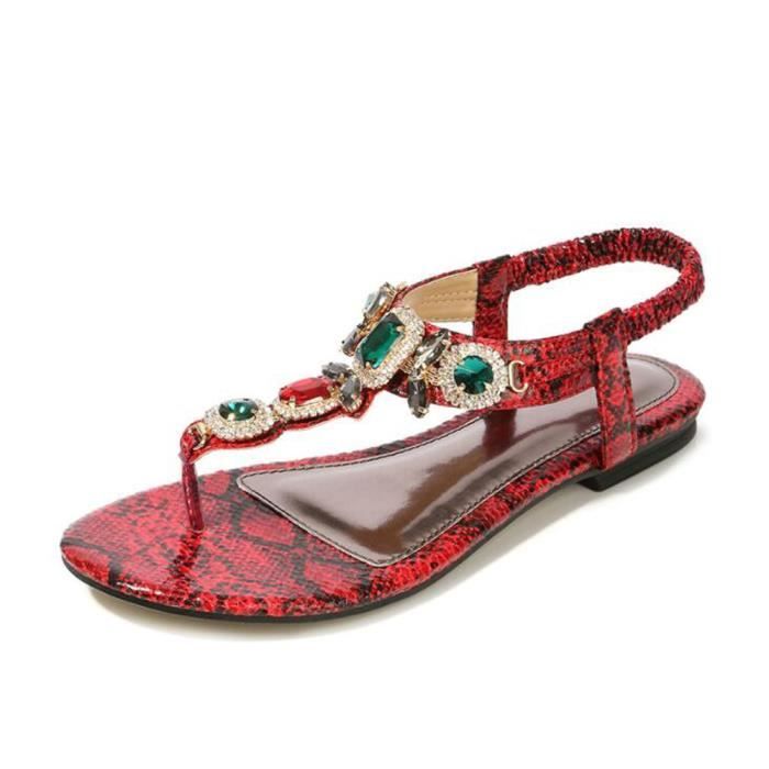 Sandales Femme Marque Rouge Cuir artificiel PU et pierreries