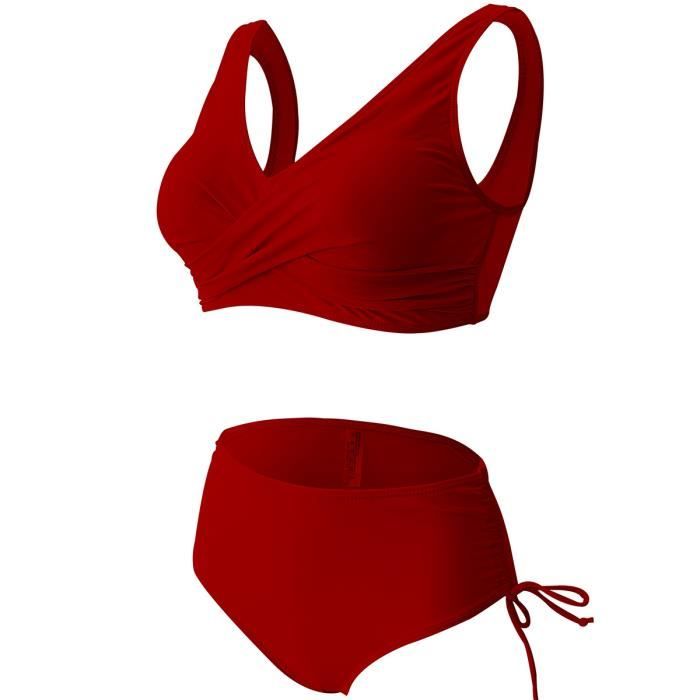 Maillot De Bain Deux Pièces Femme Bikini Push Up Taille Haute Tankini Élégant Vintage - Ensemble Swimming Beach Wear Été