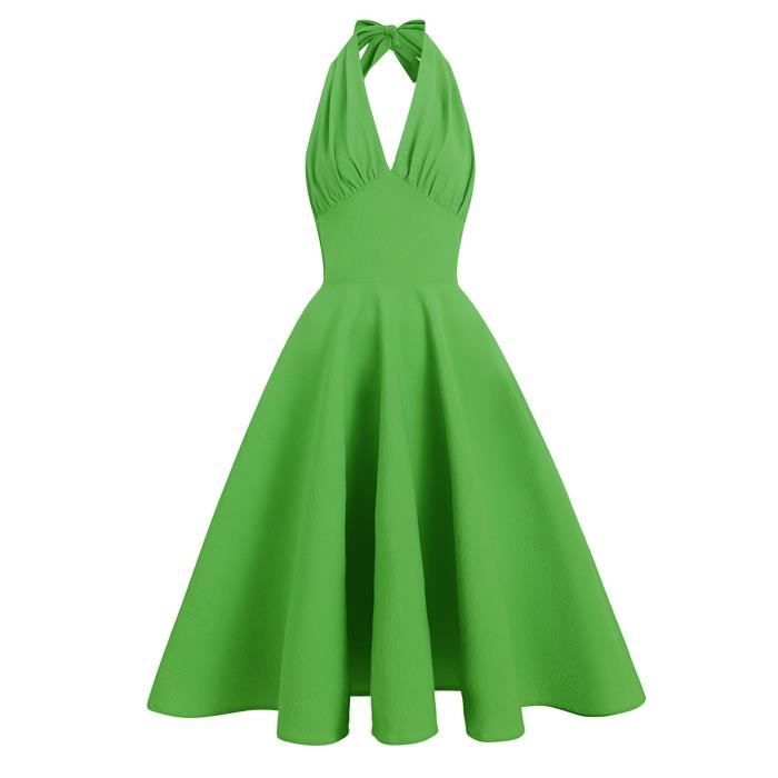 Robe Femme Sexy Pin up Soir e Cocktail Vintage Col En C ur Halter
