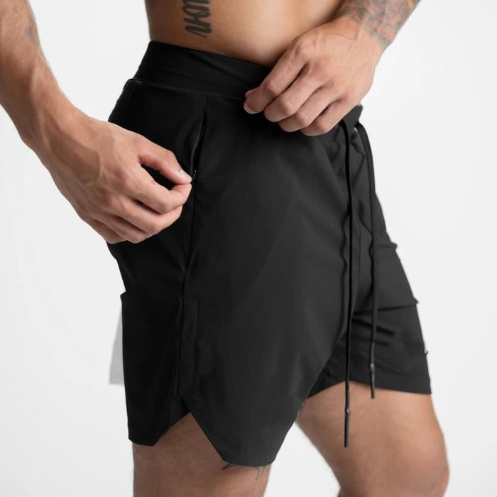 Homme Shorts de Sport Short Course à Pied Léger Séchage Rapide Running  Jogging Fitness Short avec Poches Zippées Noir - Cdiscount Prêt-à-Porter