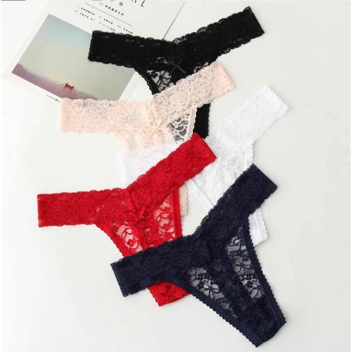 Stringue Femme Dentelle pour Tanga Femme Slips Culottes Strings Lingerie ...