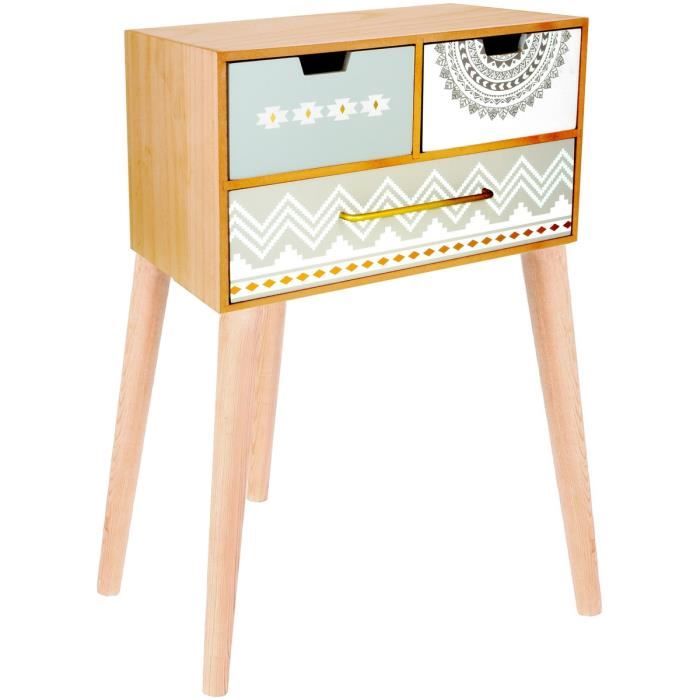 Table De Chevet Collection Attrape Reve 3 Tiroirs Blanc Achat