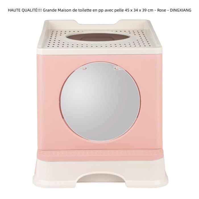 Meilleurs prix pour Bac à litière pour chat - DINGXIANG - Grande taille 45x34x39cm - Rose en PP avec pelle