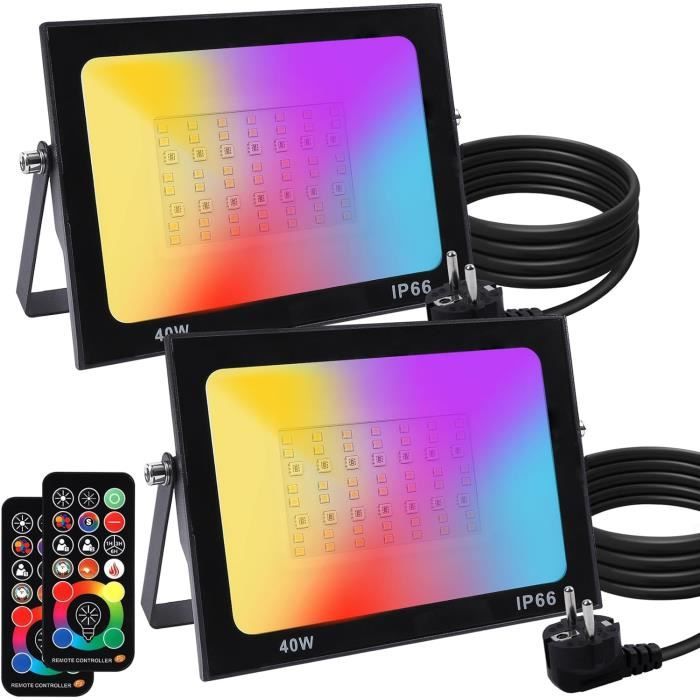 Projecteur Led Extérieur De Sécurité, 30W Rgb Changeant De Couleur Avec