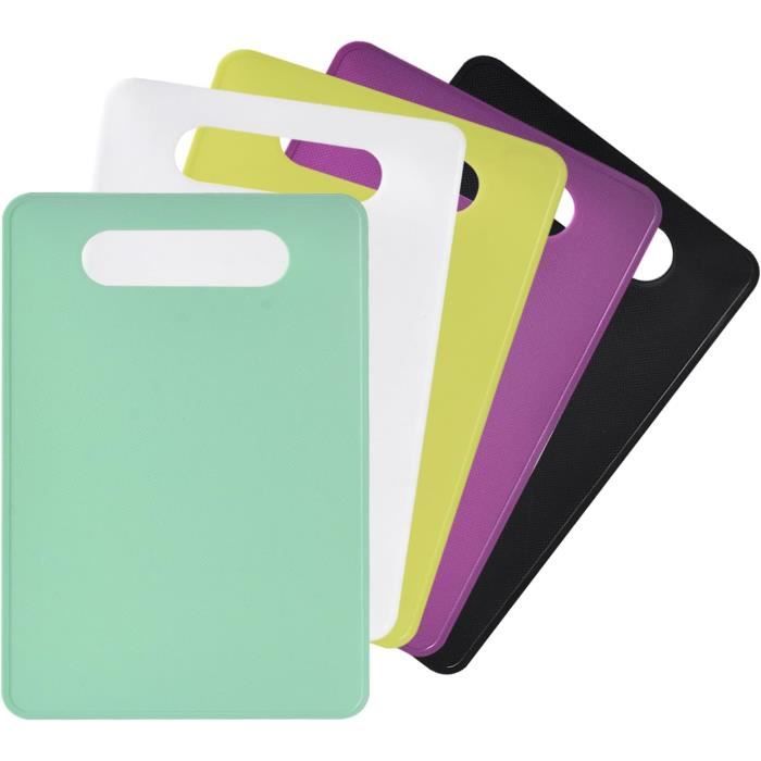 Set De 4 Planches à Découper En Plastique Professionnelles - Couleurs Bleu, Rouge, Vert - Avec Support