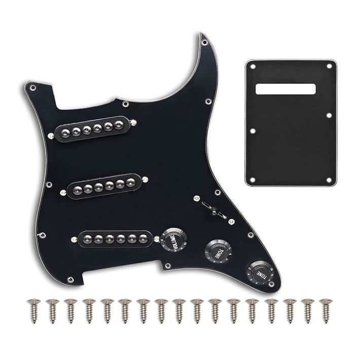 Capot De Micro Guitare Type Strat - Simple Bobinage, Noir - Pour Fender Et Copies - Dimensions : 69,8 X 82 X 13,4 Mm - 5