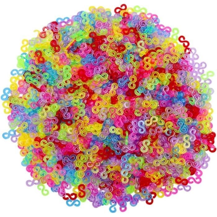 Tuilful Lot de 600 élastiques noirs avec crochet et clips en S colorés pour fabrication de bracelets (600 Tuilful Lot de 600 élastiques noirs avec crochet et clips en S colorés pour fabrication de bracelets (600