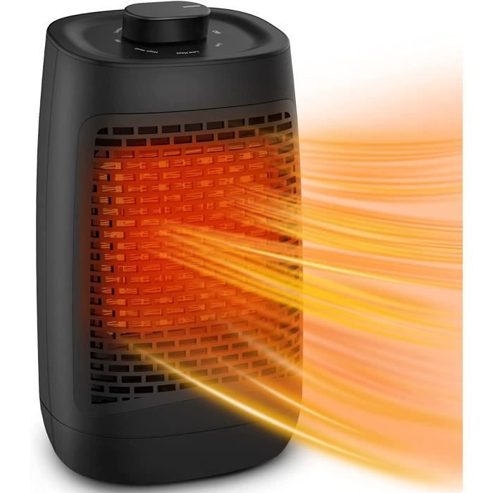 Chauffage Soufflant Céramique PTC 1200W - Mini Radiateur Portable, écran LCD, Télécommande, Minuterie 12h, Thermostat - Pour Bureau, Chambre