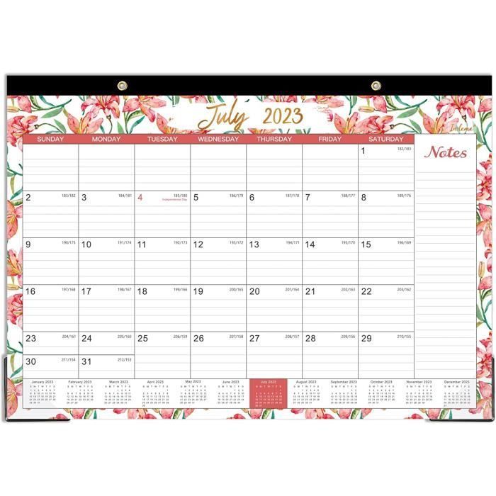 Calendrier De Bureau 2023-2024 Pliable - De Juillet 2023 à Décembre 2024, Reliure Spirale, Format Debout 48x16,3 Cm - 2