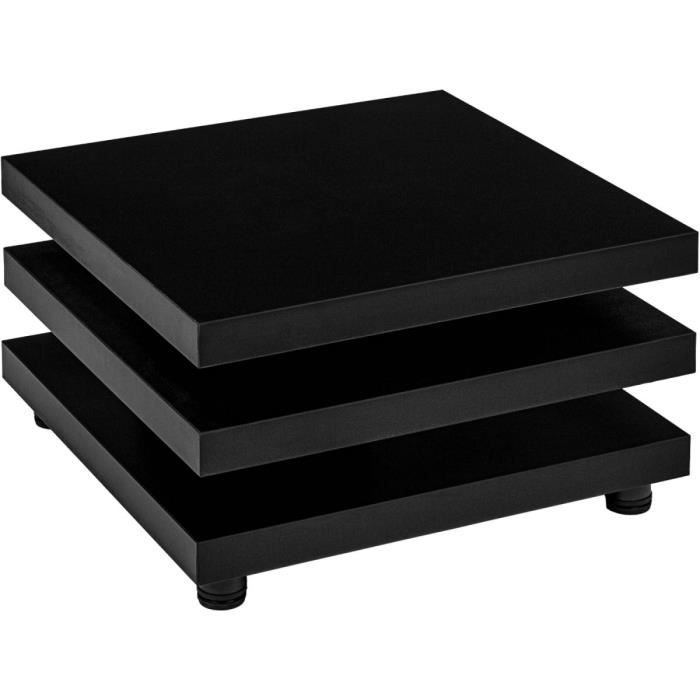 stilista® table basse rotative à 360°, design cube, 60x60 cm, table de salon, couleur noir