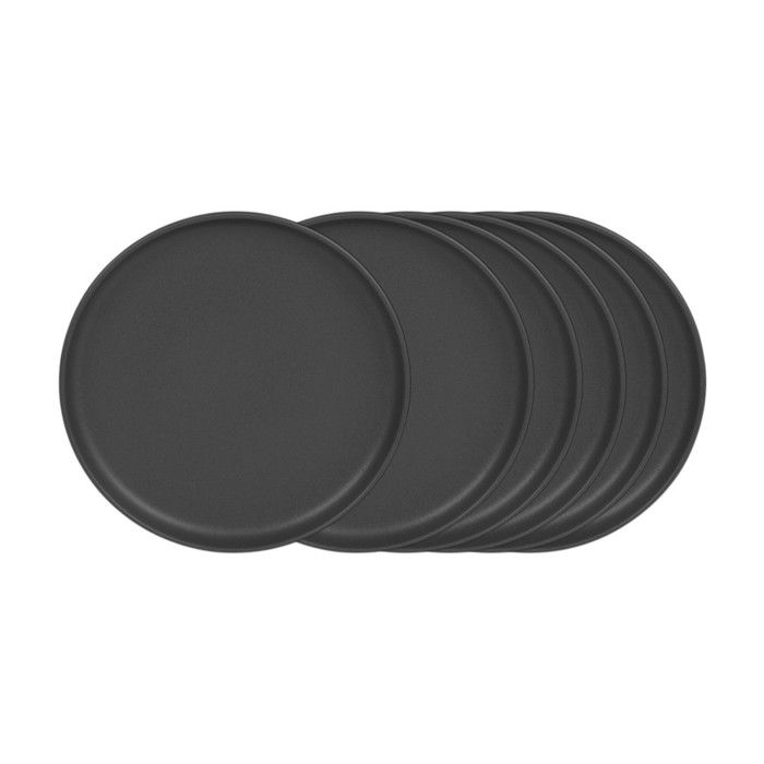 Assiette plate Uno noir 28 cm (lot de 6) - Table Passion