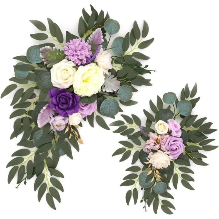 Lot de 2 fleurs artificielles violettes à suspendre au mur, décoration