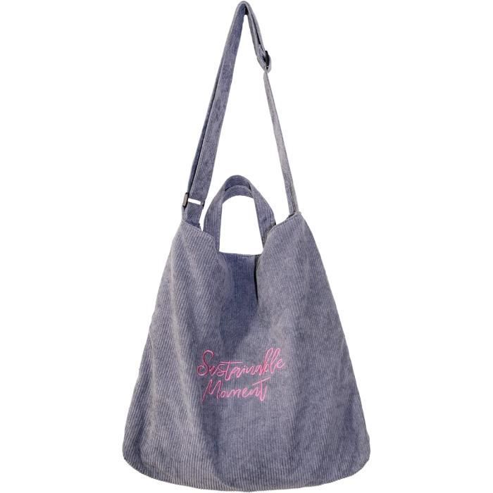 Petit Sac à Bandoulière Femme En Velours Côtelé - 3 Sangles Amovibles, Compartiment Zippé, Dimensions 27x16x9 Cm - 8