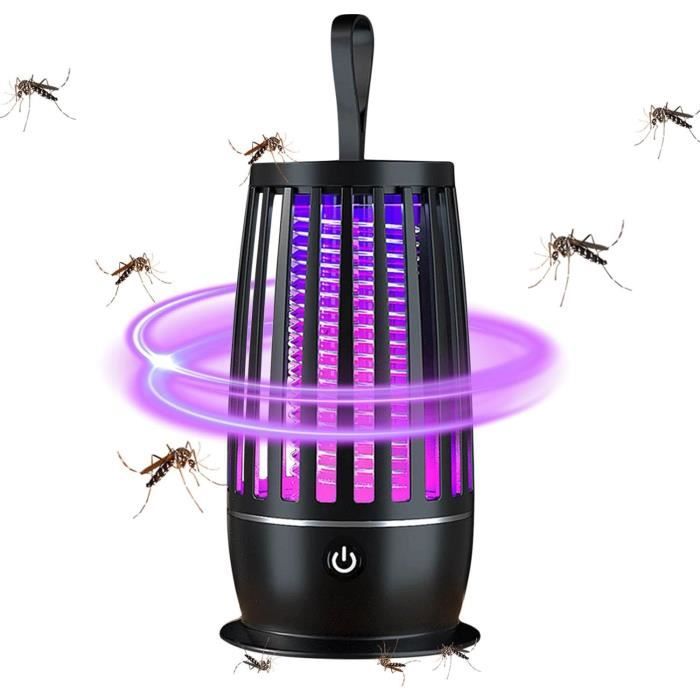 Lampe Anti-moustiques électrique USB Rechargeable - Portative - Plage 50-120 M² - Noir