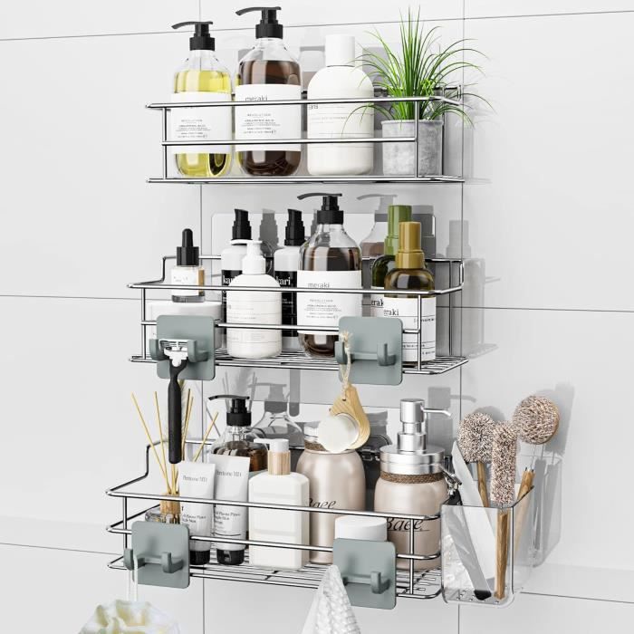 étagère Inoxydable 304 Étagères De Douche FINIBO Sans Perçage - Lot De 2 En Acier Inox - Avec Supports Dentifrice Et Crochets Support Sans Perçage étagère Inoxydable 304 Étagères De Douche FINIBO Sans Perçage - Lot De 2 En Acier Inox - Avec Supports Dentifrice Et Crochets Support Sans Perçage
